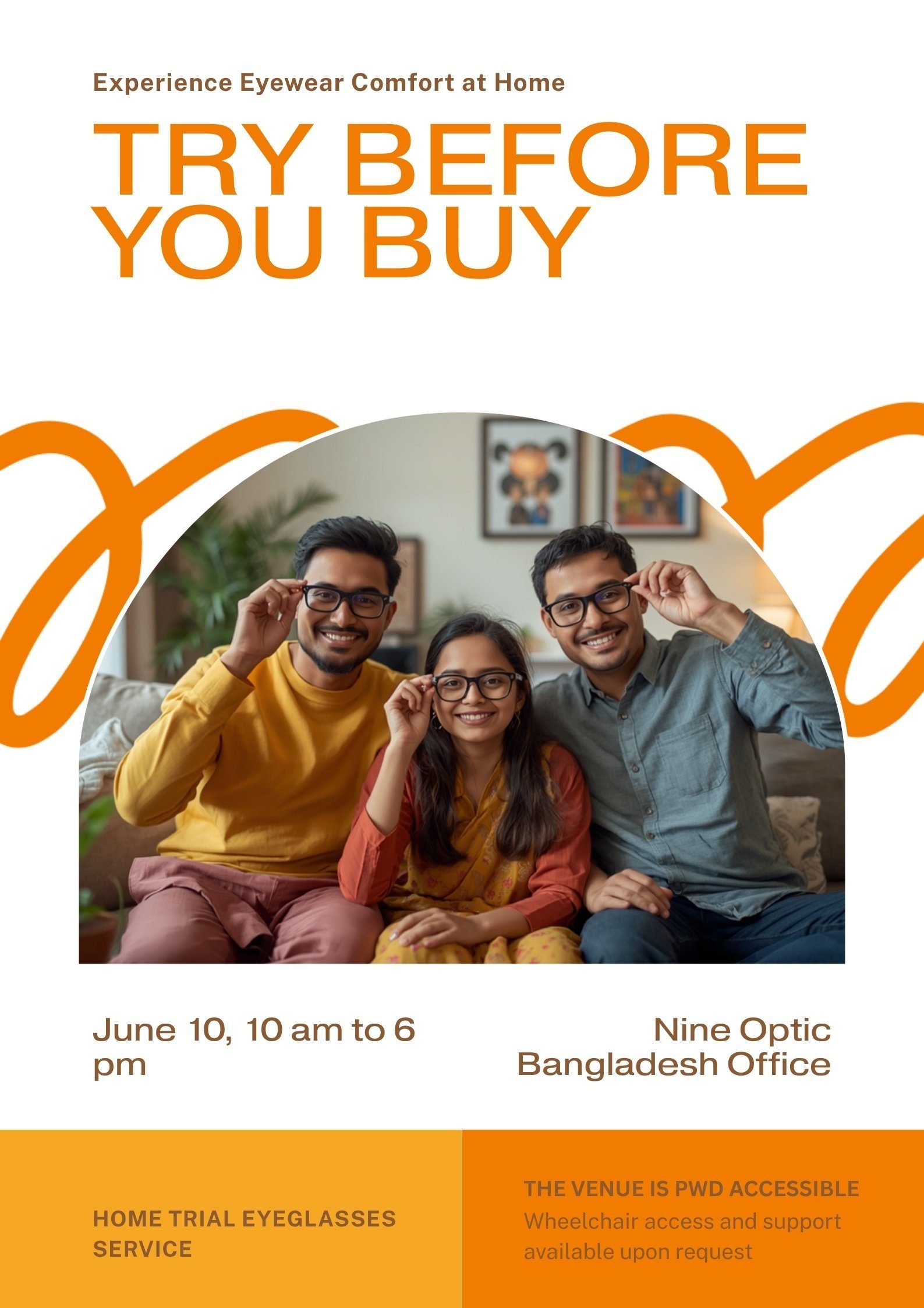 Home trial eyeglasses service in Bangladesh by Nine Optic
