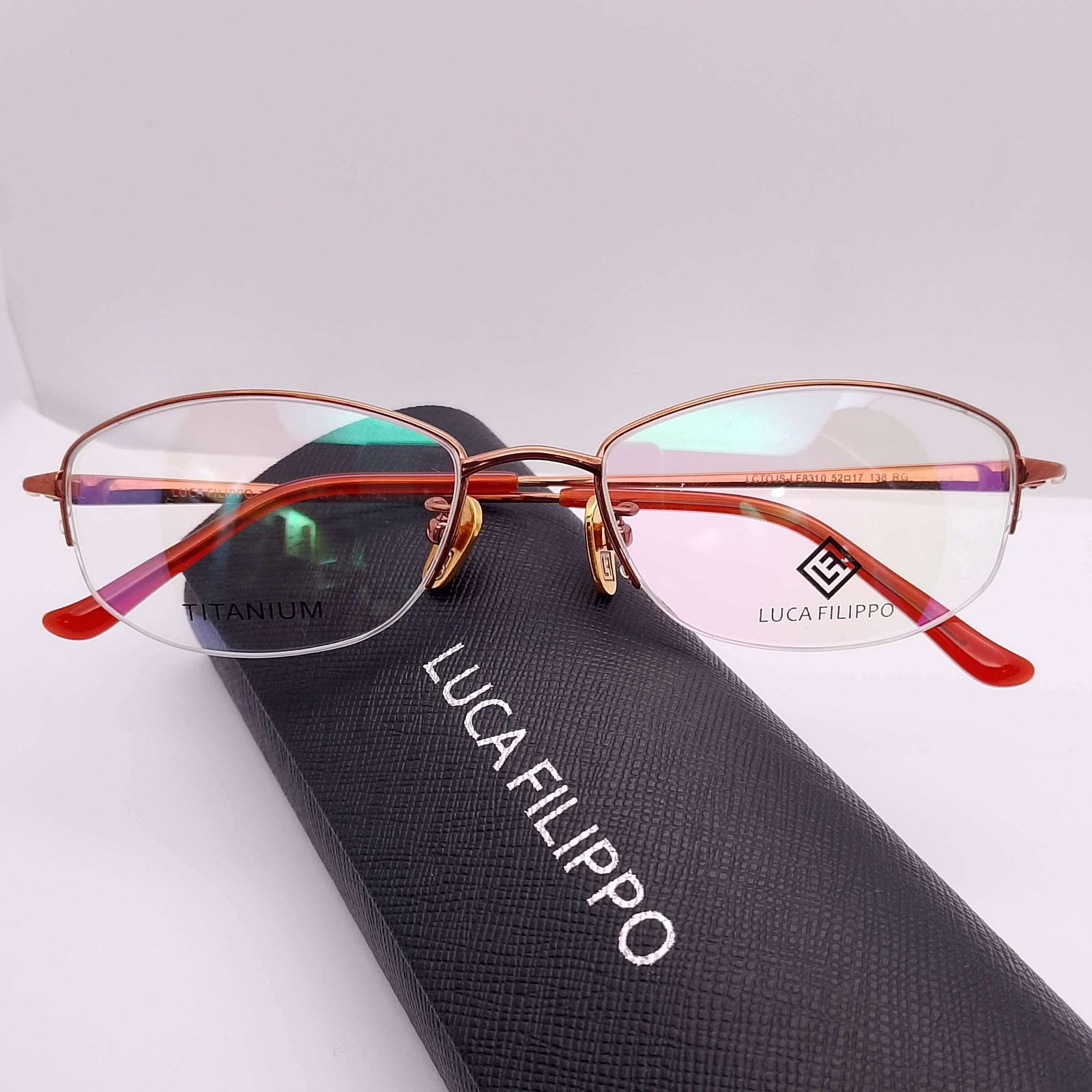 LF8310 Luca Filippo Titanium Half Rim Glossy Brown eyeglasses — view 3 | Nine Optic Bangladesh