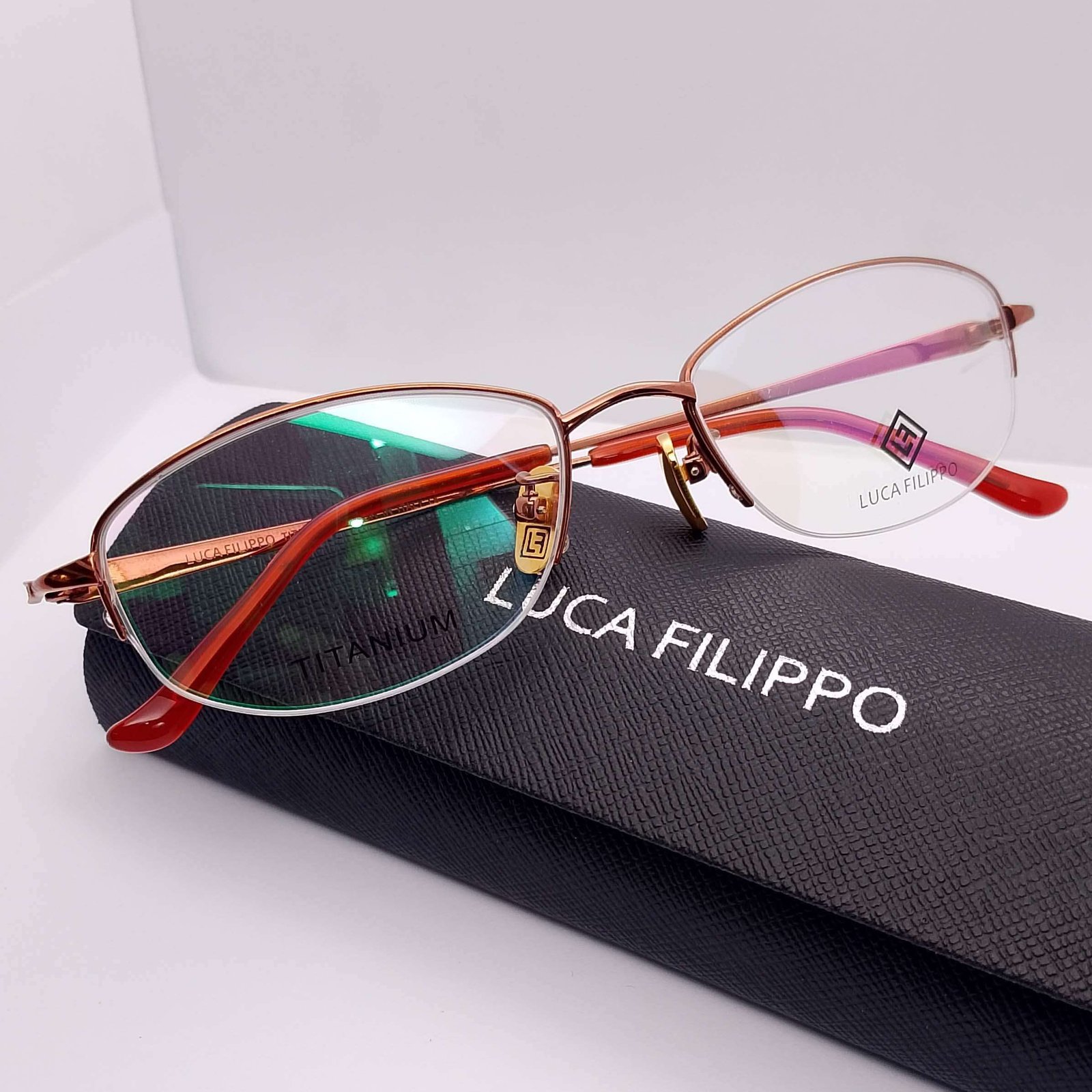LF8310 Luca Filippo Titanium Half Rim Glossy Brown eyeglasses — view 4 | Nine Optic Bangladesh
