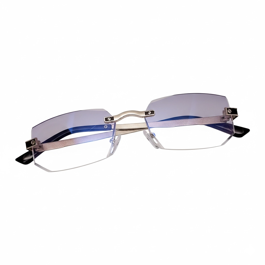 Luxury Rimless Anti Blue - YT1004 -Silver reading glasses — view 11 | Nine Optic Bangladesh