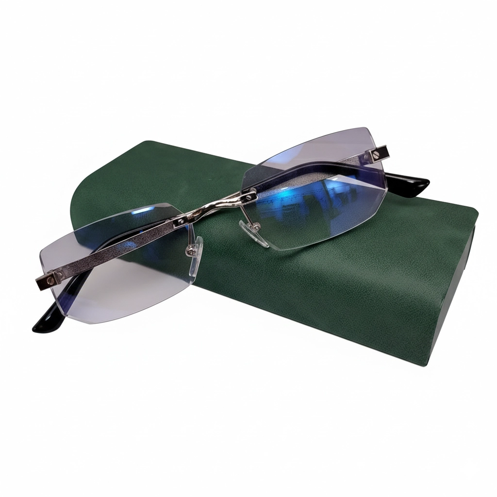 Luxury Rimless Anti Blue - YT1004 -Silver reading glasses — view 10 | Nine Optic Bangladesh