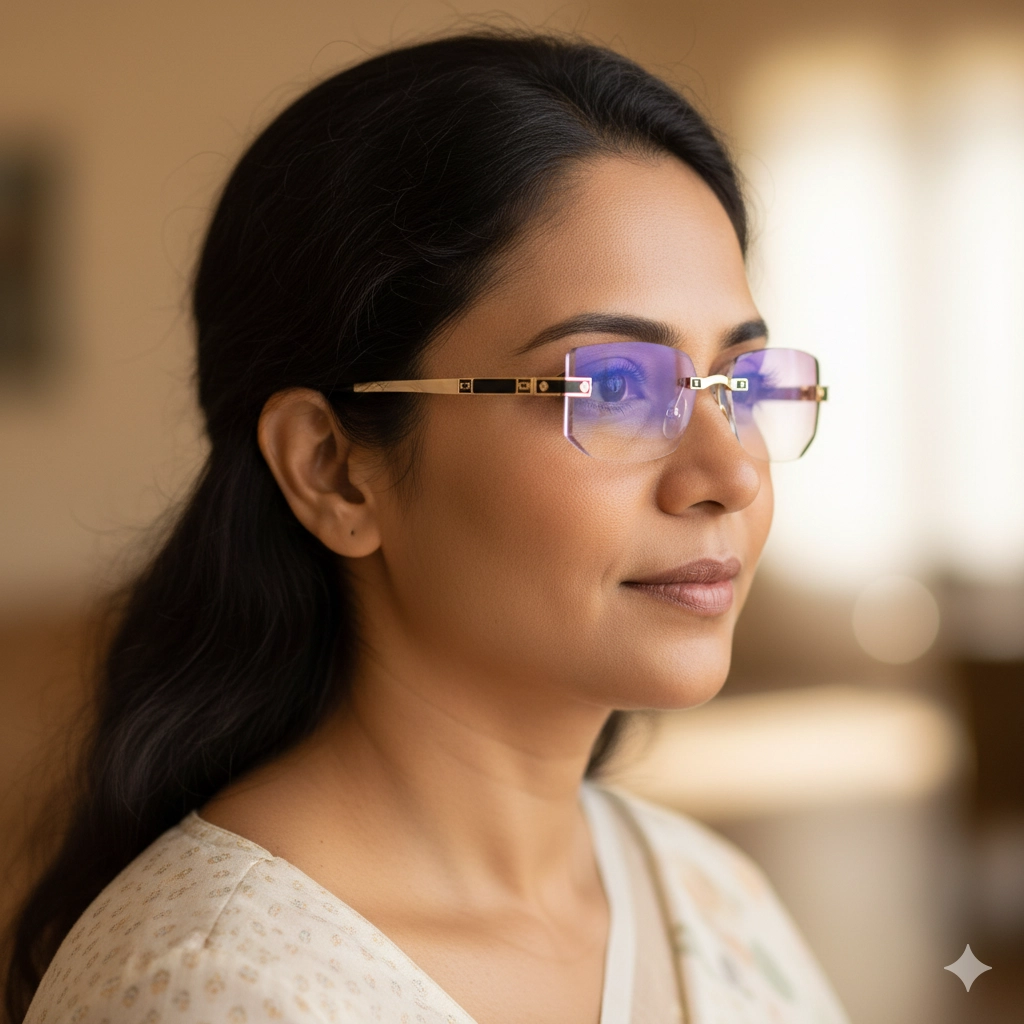 Luxury Rimless Anti Blue - YT1004 Gold reading glasses — view 8 | Nine Optic Bangladesh