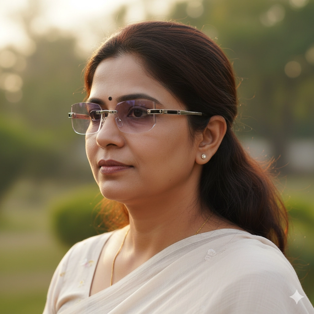 Luxury Rimless Anti Blue - YT1004 -Silver reading glasses — view 2 | Nine Optic Bangladesh