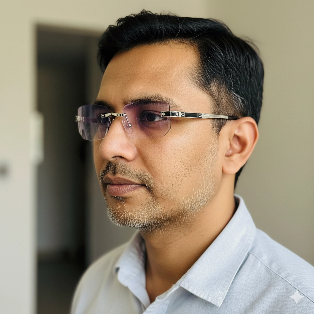 Luxury Rimless Anti Blue - YT1004 -Silver reading glasses — main view | Nine Optic Bangladesh